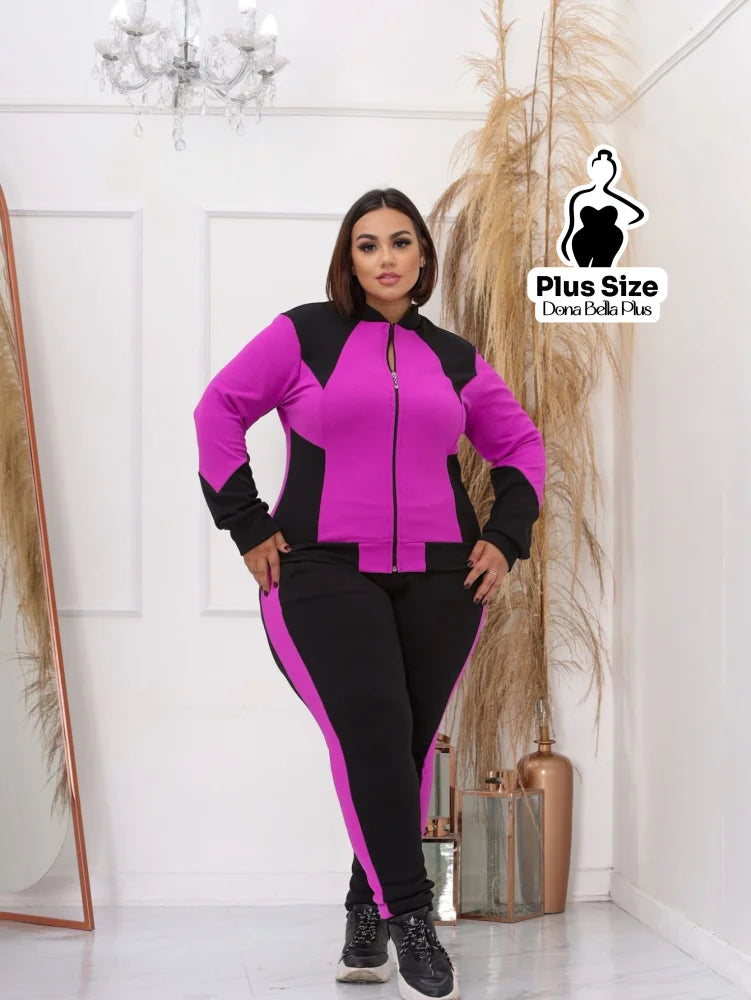 Conjunto Esportivo com Jaqueta Bicolor e Zíper Frontal Conjunto Esportivo com Jaqueta Bicolor e Zíper Frontal