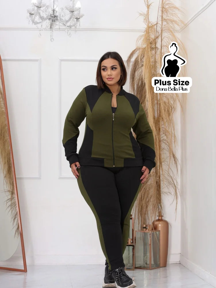 Conjunto Esportivo com Jaqueta Bicolor e Zíper Frontal Conjunto Esportivo com Jaqueta Bicolor e Zíper Frontal