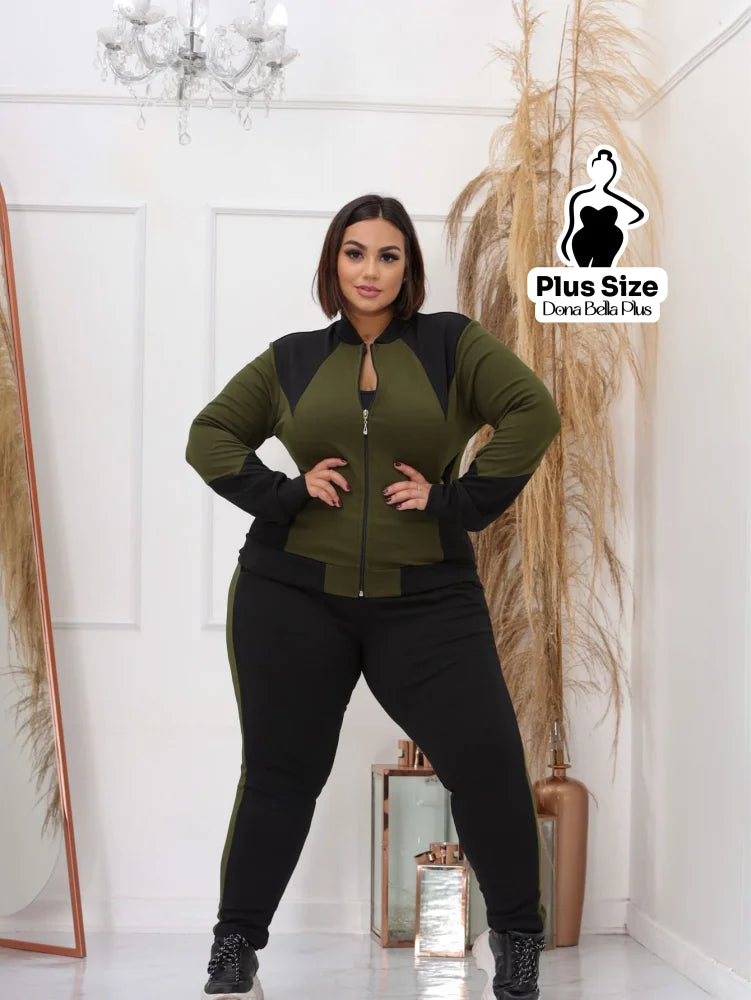 Conjunto Esportivo com Jaqueta Bicolor e Zíper Frontal Conjunto Esportivo com Jaqueta Bicolor e Zíper Frontal