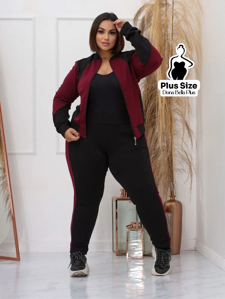 Conjunto Esportivo com Jaqueta Bicolor e Zíper Frontal Conjunto Esportivo com Jaqueta Bicolor e Zíper Frontal