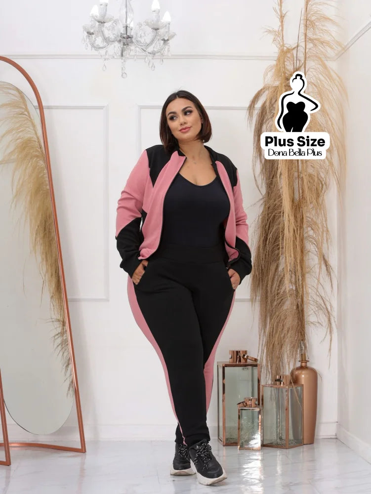 Conjunto Esportivo com Jaqueta Bicolor e Zíper Frontal Conjunto Esportivo com Jaqueta Bicolor e Zíper Frontal