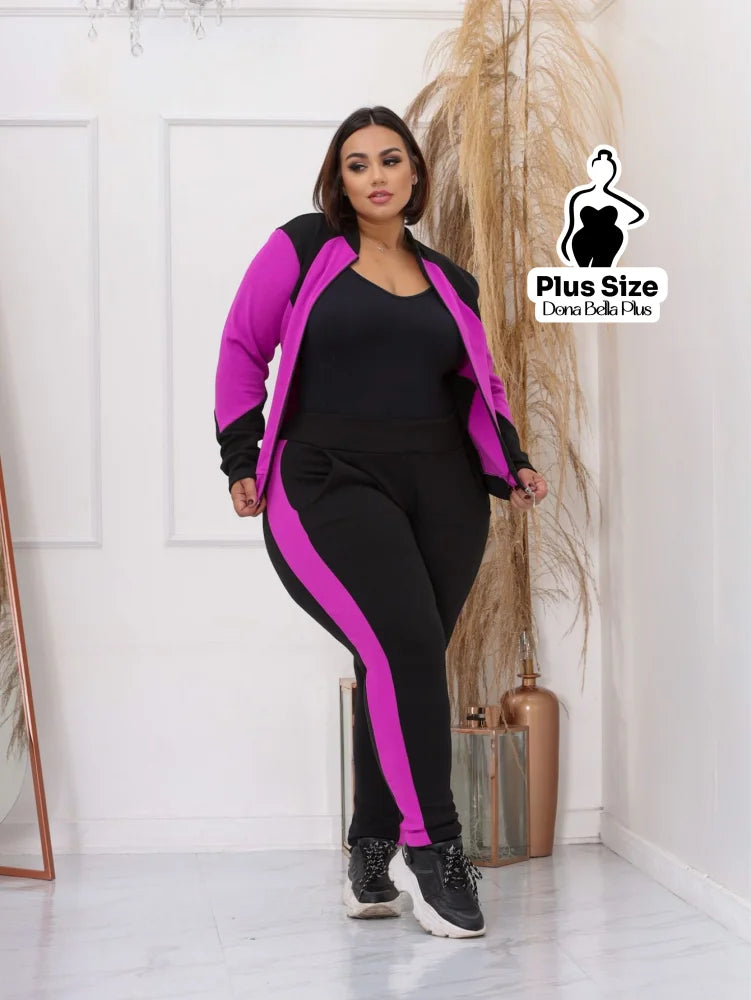 Conjunto Esportivo com Jaqueta Bicolor e Zíper Frontal Conjunto Esportivo com Jaqueta Bicolor e Zíper Frontal