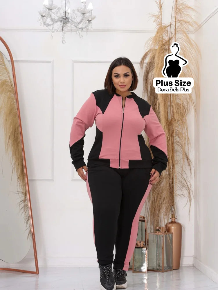 Conjunto Esportivo com Jaqueta Bicolor e Zíper Frontal Conjunto Esportivo com Jaqueta Bicolor e Zíper Frontal