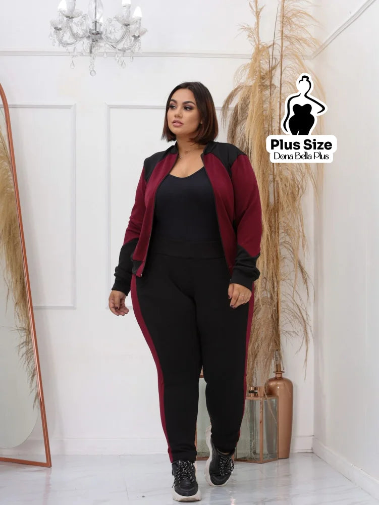 Conjunto Esportivo com Jaqueta Bicolor e Zíper Frontal Conjunto Esportivo com Jaqueta Bicolor e Zíper Frontal