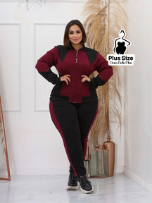 Conjunto Esportivo com Jaqueta Bicolor e Zíper Frontal Vinho / G Conjunto Esportivo com Jaqueta Bicolor e Zíper Frontal