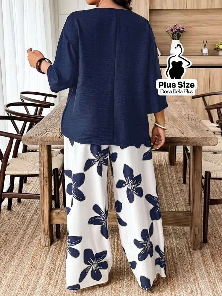 Conjunto Estampado com Blusa de Botão e Calça Floral Conjunto Estampado com Blusa de Botão e Calça Floral