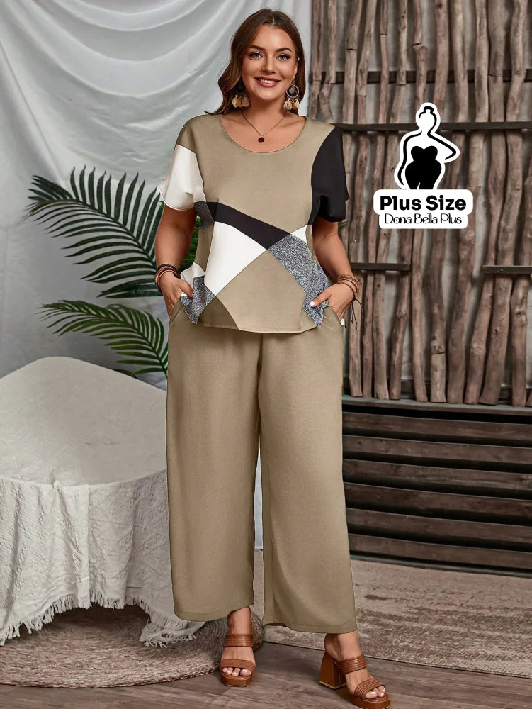 Conjunto Estampado com Blusa Solta e Calça Pantacourt Conjunto Estampado com Blusa Solta e Calça Pantacourt
