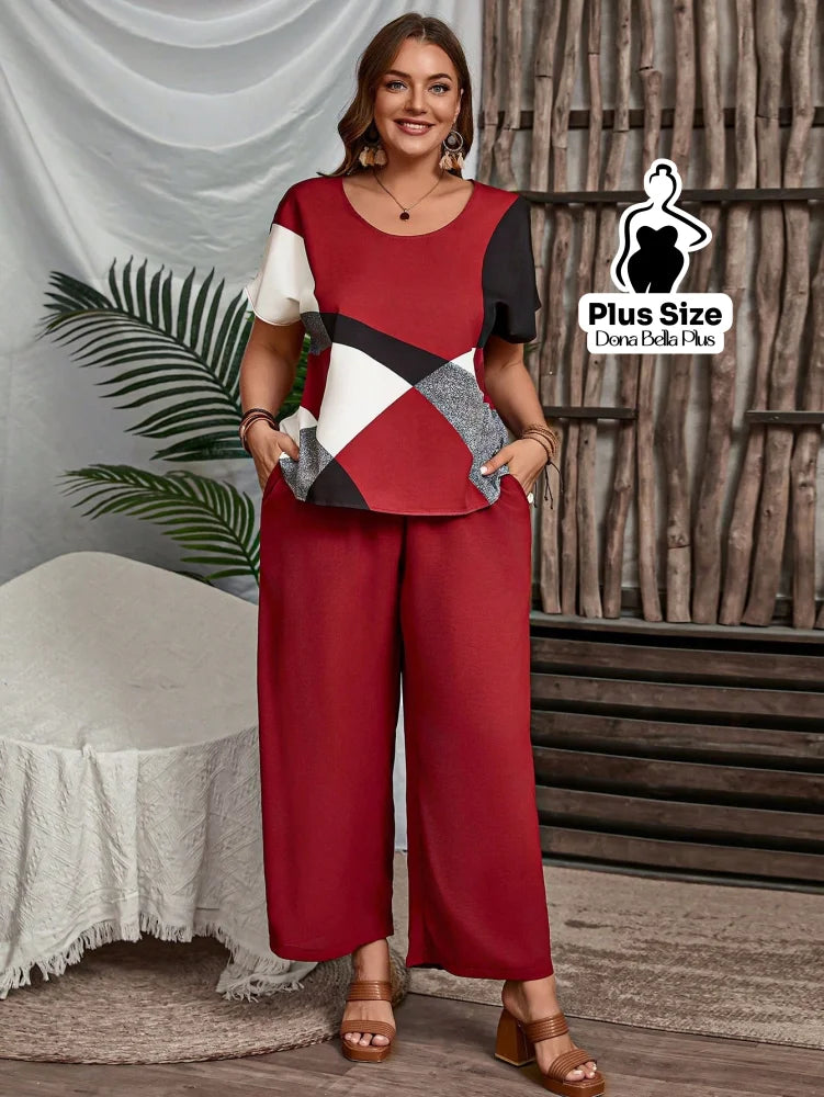 Conjunto Estampado com Blusa Solta e Calça Pantacourt Conjunto Estampado com Blusa Solta e Calça Pantacourt
