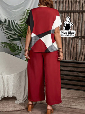 Conjunto Estampado com Blusa Solta e Calça Pantacourt Conjunto Estampado com Blusa Solta e Calça Pantacourt