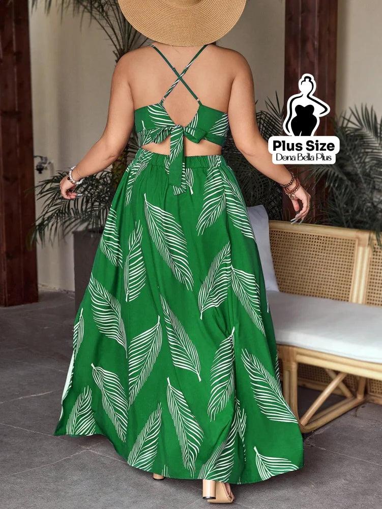 Conjunto Estampado com Cropped de Alça e Saia Longa Conjunto Estampado com Cropped de Alça e Saia Longa