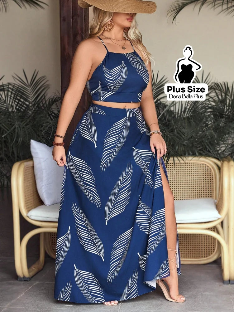Conjunto Estampado com Cropped de Alça e Saia Longa Conjunto Estampado com Cropped de Alça e Saia Longa