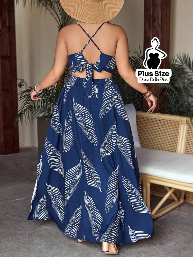 Conjunto Estampado com Cropped de Alça e Saia Longa Conjunto Estampado com Cropped de Alça e Saia Longa
