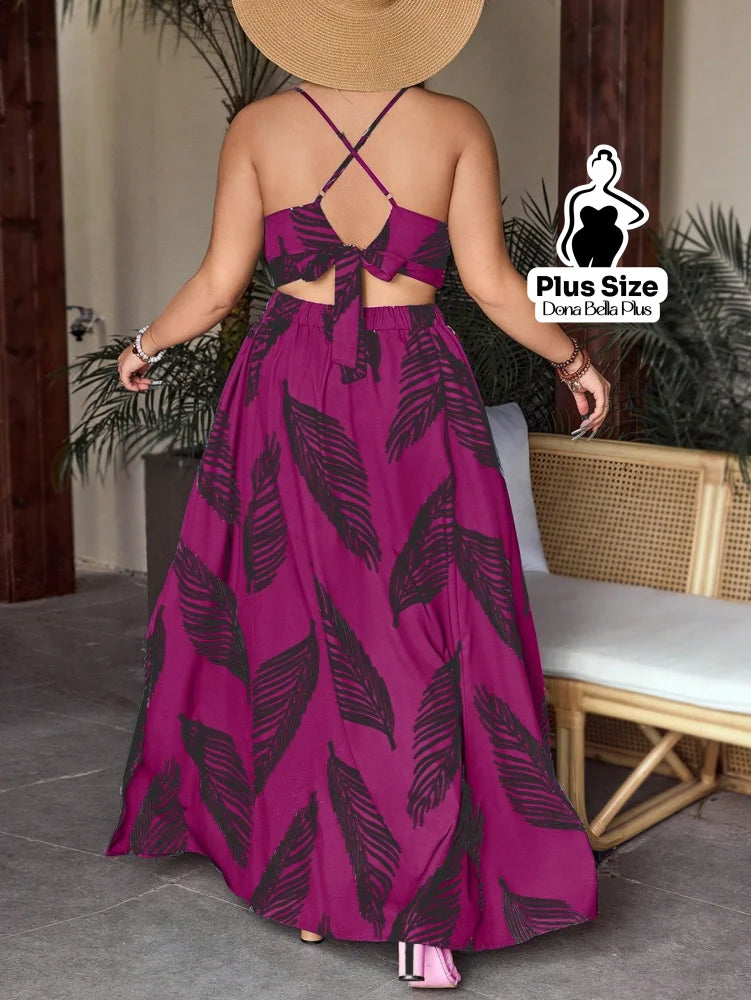 Conjunto Estampado com Cropped de Alça e Saia Longa Conjunto Estampado com Cropped de Alça e Saia Longa