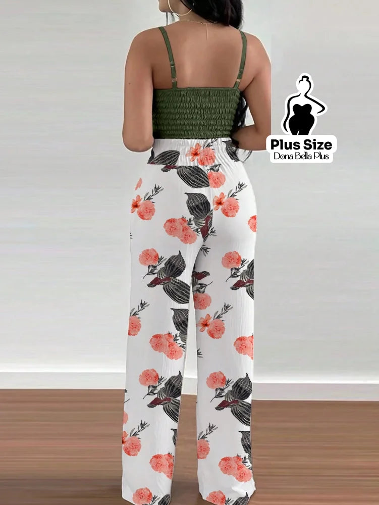 Conjunto Estampado com Cropped Transpassado e Calça Conjunto Estampado com Cropped Transpassado e Calça