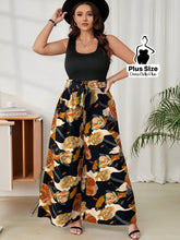 Conjunto Estampado com Regata Lisa e Calça Pantalona Preto / G Conjunto Estampado com Regata Lisa e Calça Pantalona