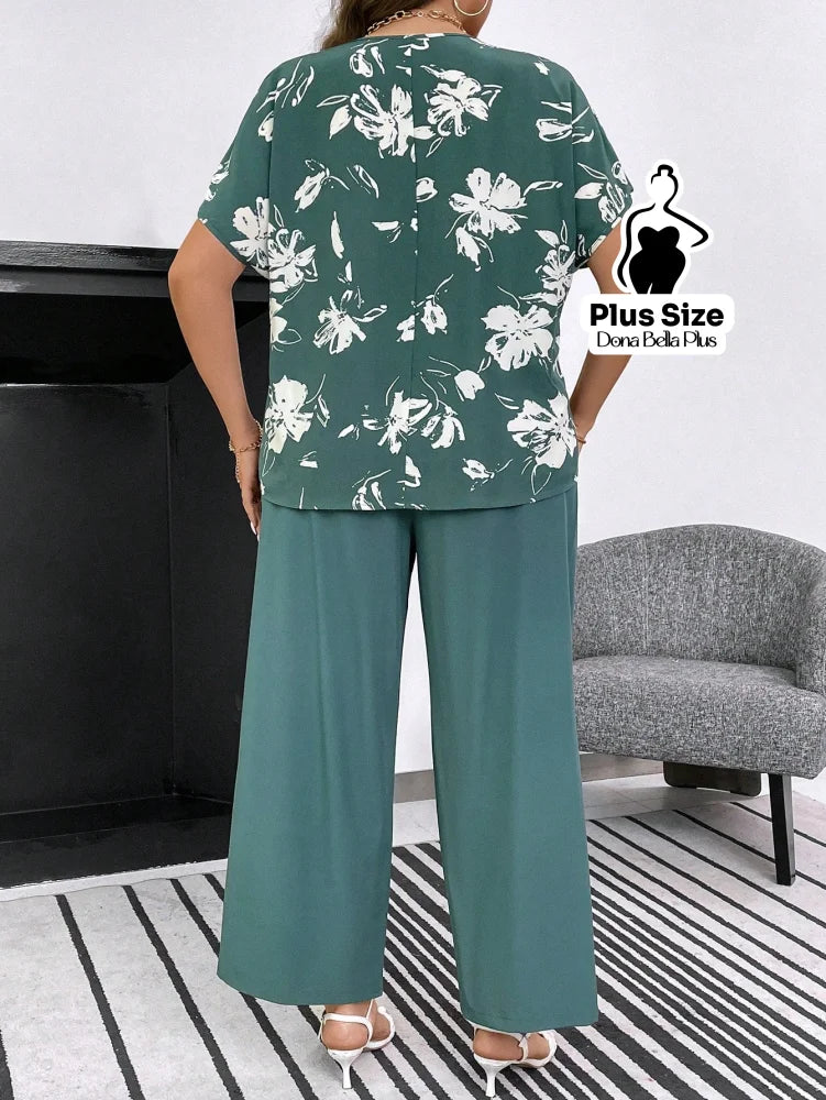 Conjunto Floral com Blusa Solta e Calça de Amarrar Conjunto Floral com Blusa Solta e Calça de Amarrar