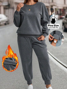 Conjunto Moletom Forrado com Blusa Manga Longa e Calça Reta Chumbo / G Conjunto Moletom Forrado com Blusa Manga Longa e