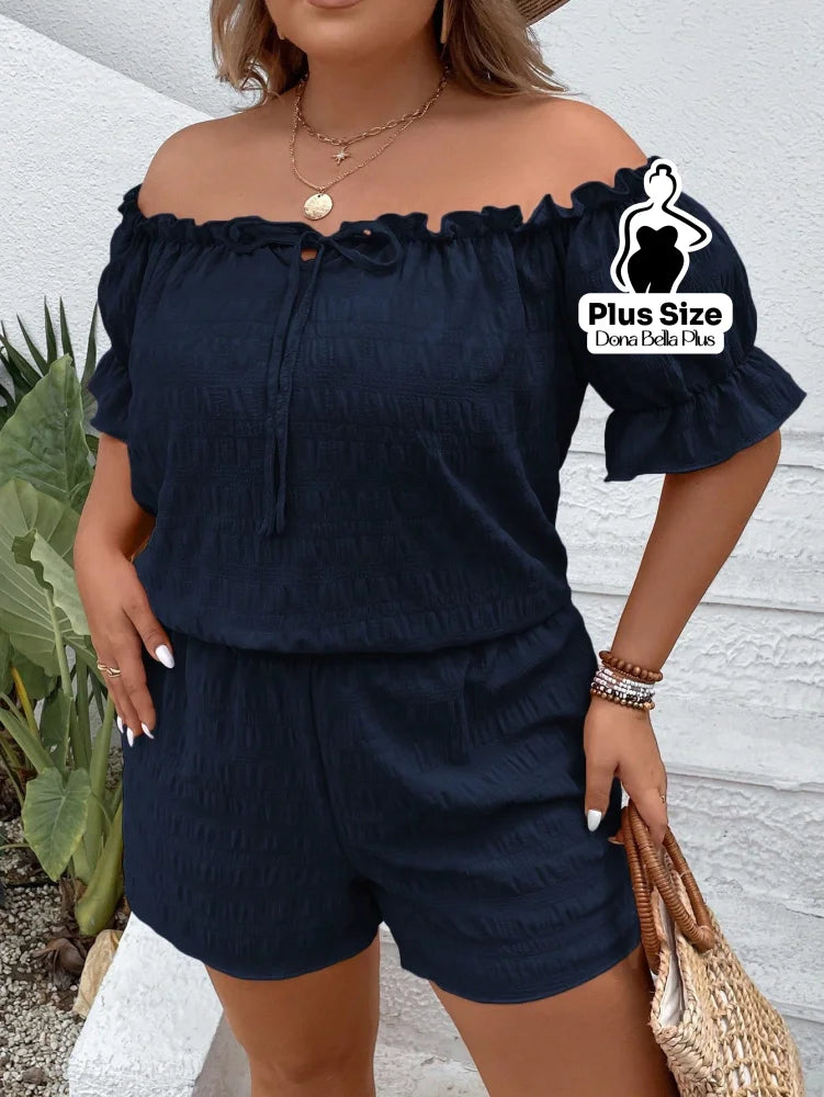 Conjunto Ombro a Ombro com Blusa e Shorts Soltos Conjunto Ombro a Ombro com Blusa e Shorts Soltos
