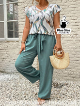 Conjunto Texturizado com Blusa Estampada e Faixa Verde / G Conjunto Texturizado com Blusa Estampada e Faixa