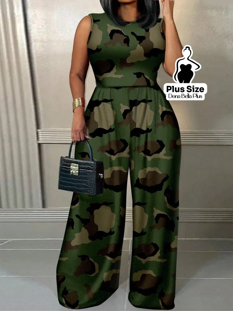 Macacão Longo Sem Mangas com Estampa Elegante Estampa 1 / G Macacão Longo Sem Mangas com Estampa Elegante