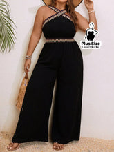 Macacão Pantalona com Decote Cruzado e Detalhe Étnico Preto / G Macacão Pantalona com Decote Cruzado e Detalhe Étnico
