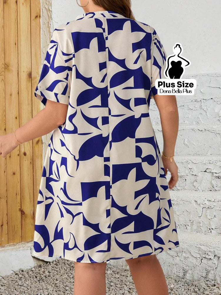 Vestido Camisa Estampado com Botões e Mangas Curta Vestido Camisa Estampado com Botões e Mangas Curta
