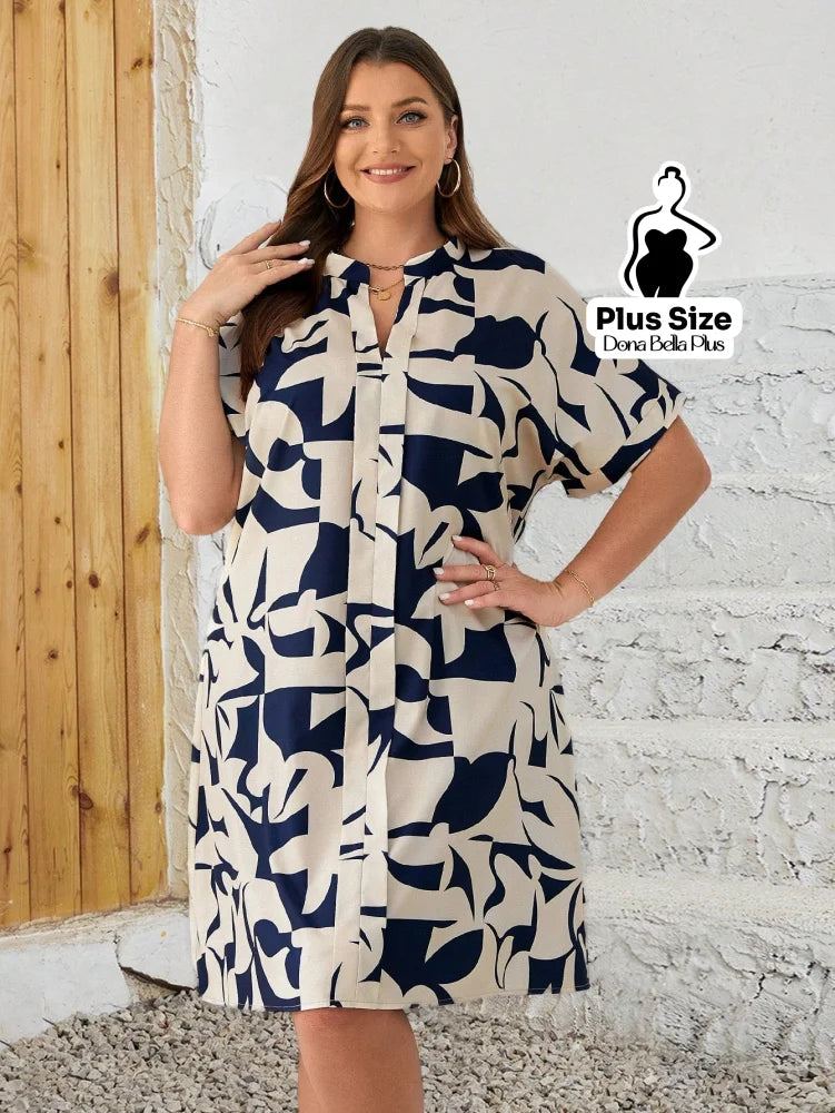 Vestido Camisa Estampado com Botões e Mangas Curta Vestido Camisa Estampado com Botões e Mangas Curta