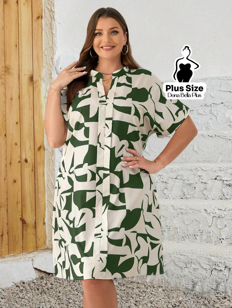 Vestido Camisa Estampado com Botões e Mangas Curta Vestido Camisa Estampado com Botões e Mangas Curta