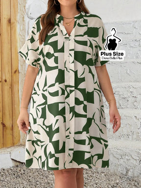 Vestido Camisa Estampado com Botões e Mangas Curta Vestido Camisa Estampado com Botões e Mangas Curta