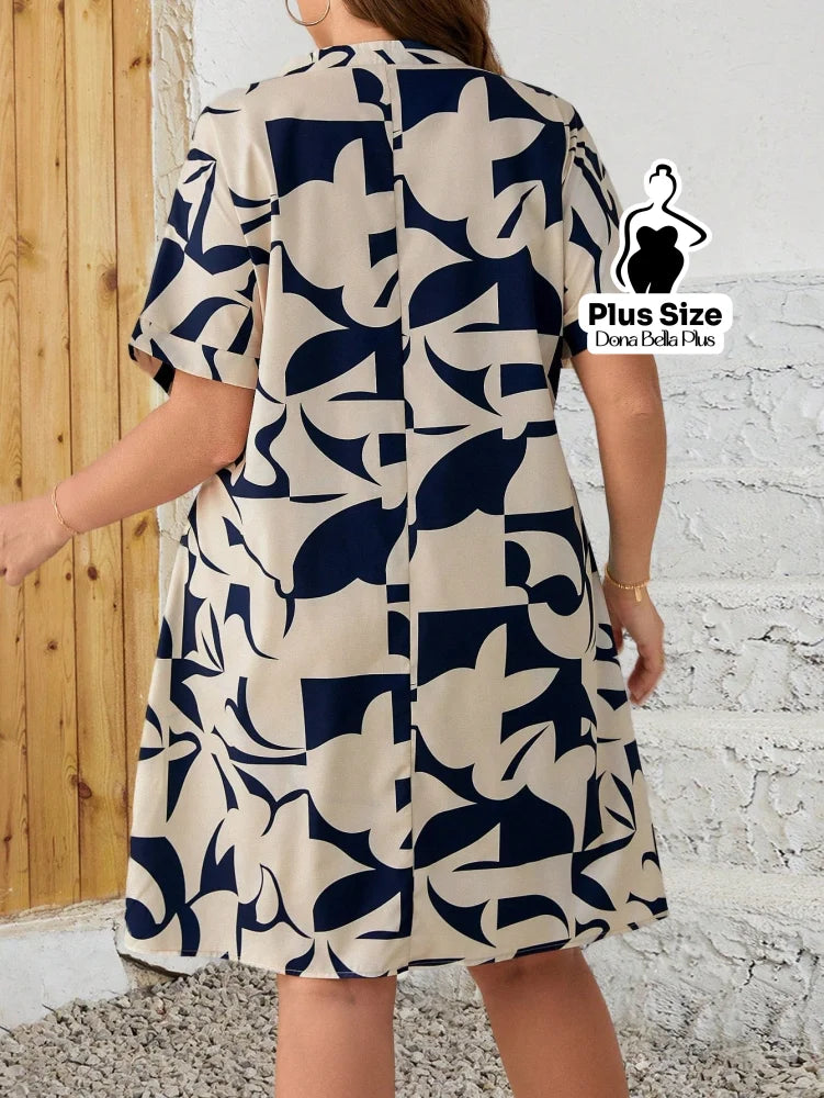 Vestido Camisa Estampado com Botões e Mangas Curta Vestido Camisa Estampado com Botões e Mangas Curta