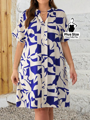 Vestido Camisa Estampado com Botões e Mangas Curta Vestido Camisa Estampado com Botões e Mangas Curta