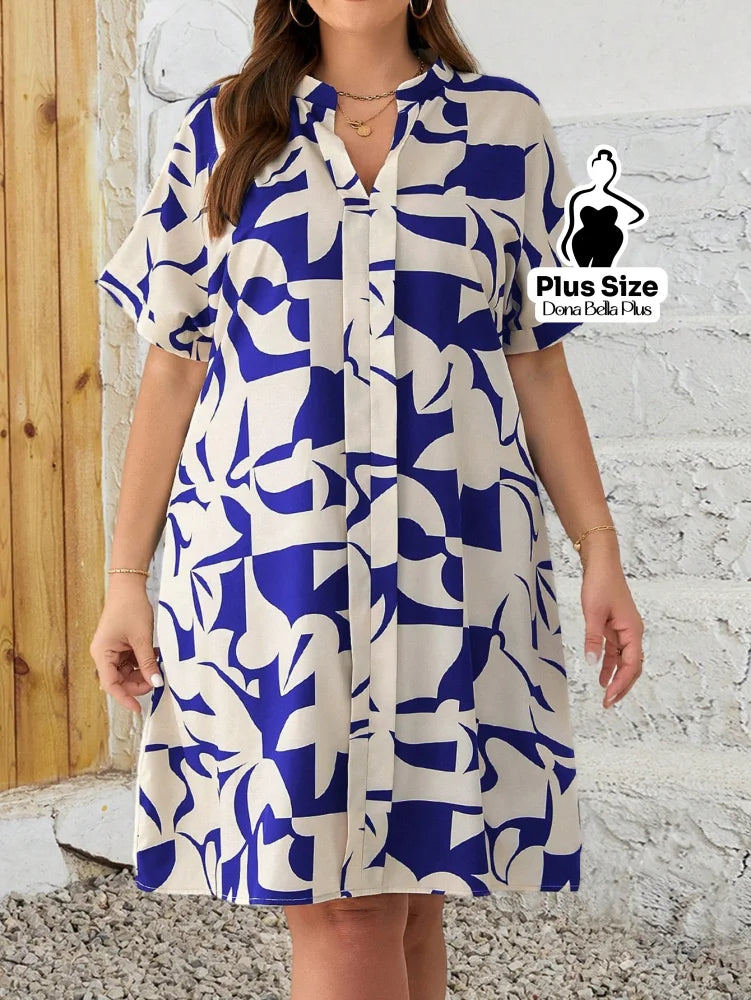 Vestido Camisa Estampado com Botões e Mangas Curta Vestido Camisa Estampado com Botões e Mangas Curta