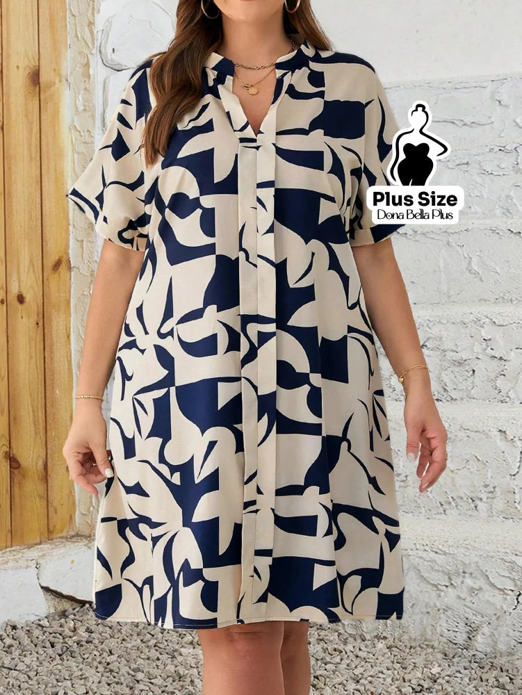 Vestido Camisa Estampado com Botões e Mangas Curta Vestido Camisa Estampado com Botões e Mangas Curta