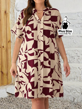 Vestido Camisa Estampado com Botões e Mangas Curta Vestido Camisa Estampado com Botões e Mangas Curta