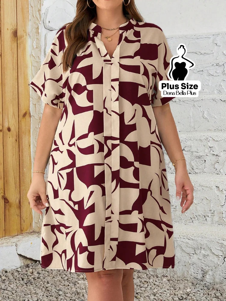 Vestido Camisa Estampado com Botões e Mangas Curta Vestido Camisa Estampado com Botões e Mangas Curta