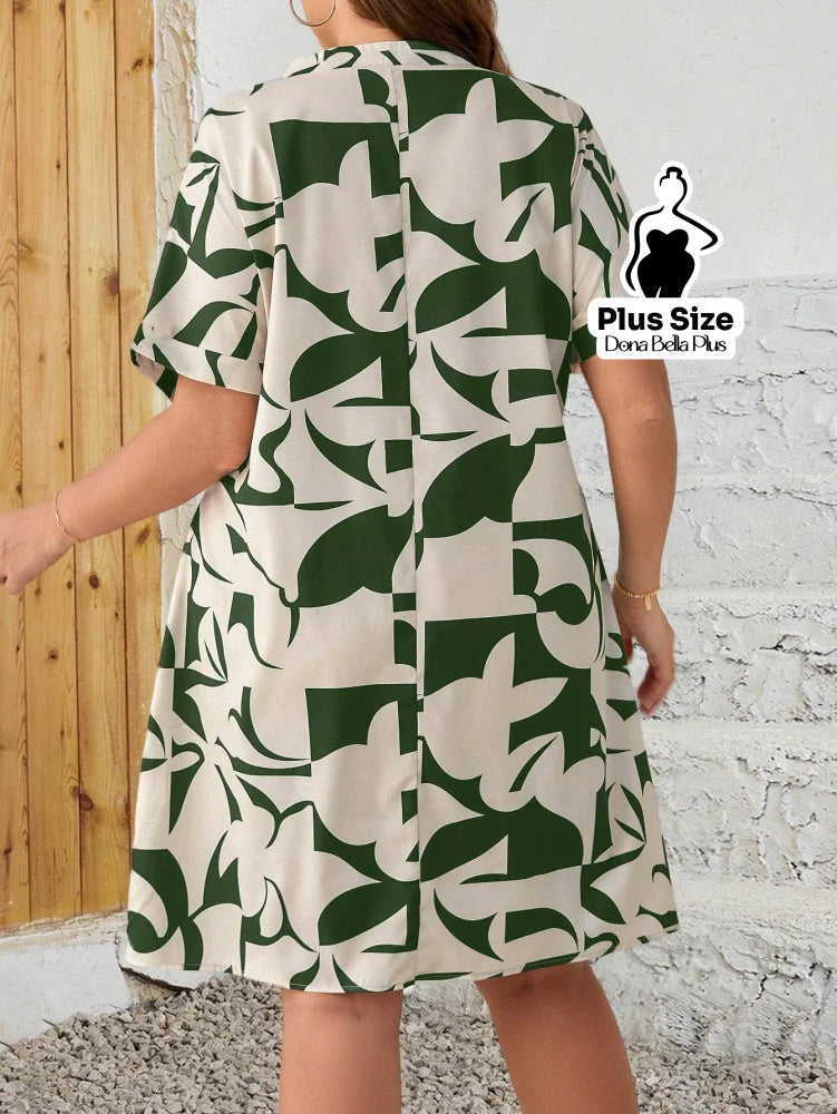 Vestido Camisa Estampado com Botões e Mangas Curta Vestido Camisa Estampado com Botões e Mangas Curta