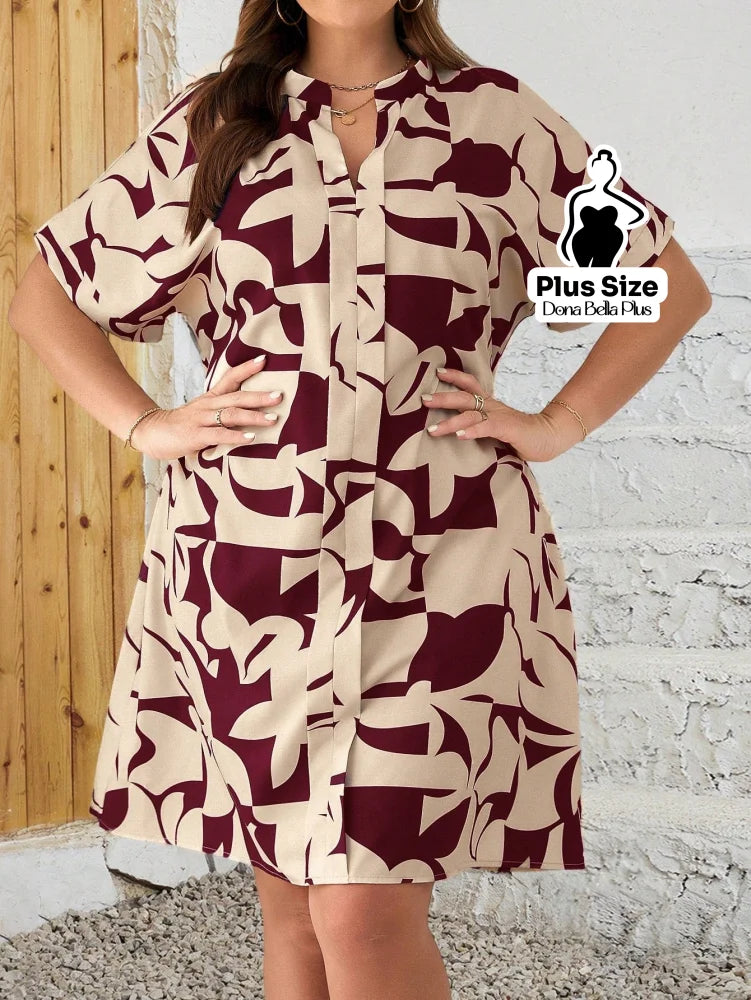 Vestido Camisa Estampado com Botões e Mangas Curta Vestido Camisa Estampado com Botões e Mangas Curta