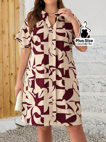 Vestido Camisa Estampado com Botões e Mangas Curta Vinho / G Vestido Camisa Estampado com Botões e Mangas Curta