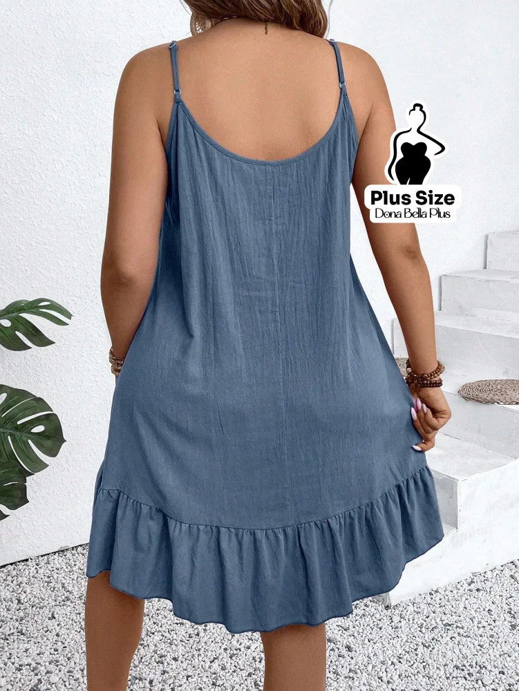 Vestido Curto com Alças Finas e Babado na Saia Vestido Curto com Alças Finas e Babado na Saia