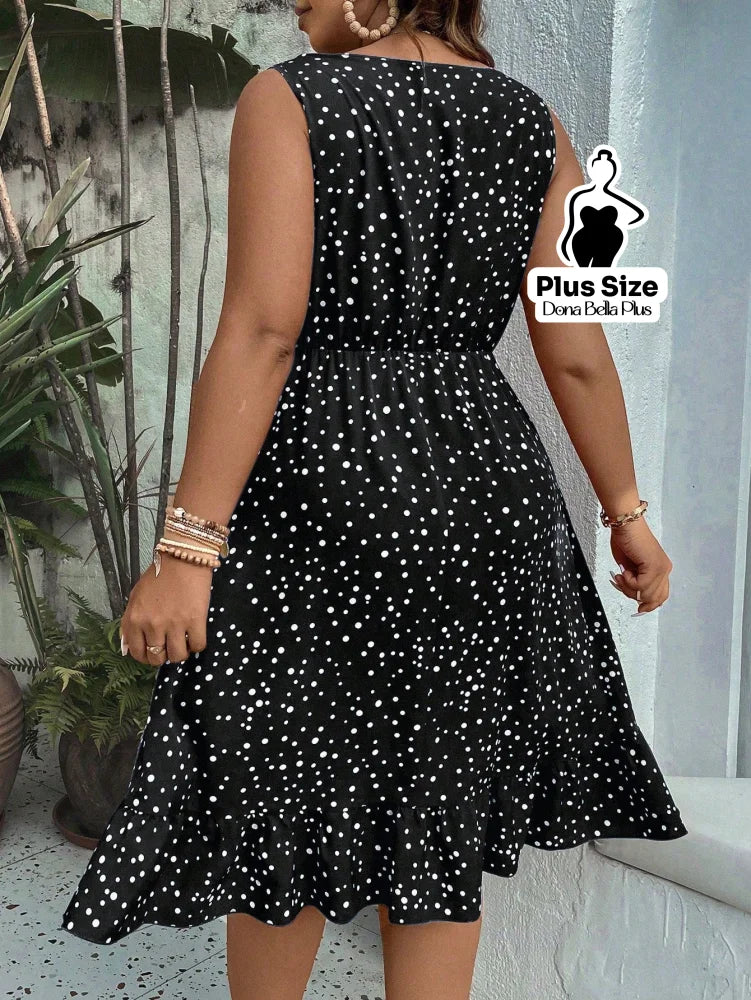 Vestido Curto Estampado com Decote V e Babado na Saia Vestido Curto Estampado com Decote V e Babado na Saia