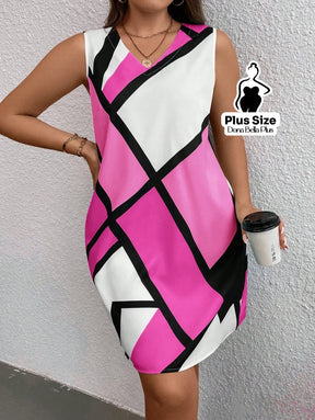 Vestido Curto Sem Manga com Estampa Geométrica Vestido Curto Sem Manga com Estampa Geométrica