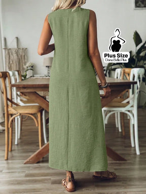 Vestido Longo Casual com Decote V e Modelagem Flare Vestido Longo Casual com Decote V e Modelagem Flare