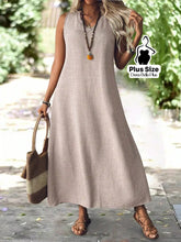 Vestido Longo Casual com Decote V e Modelagem Flare Caqui / G Vestido Longo Casual com Decote V e Modelagem Flare