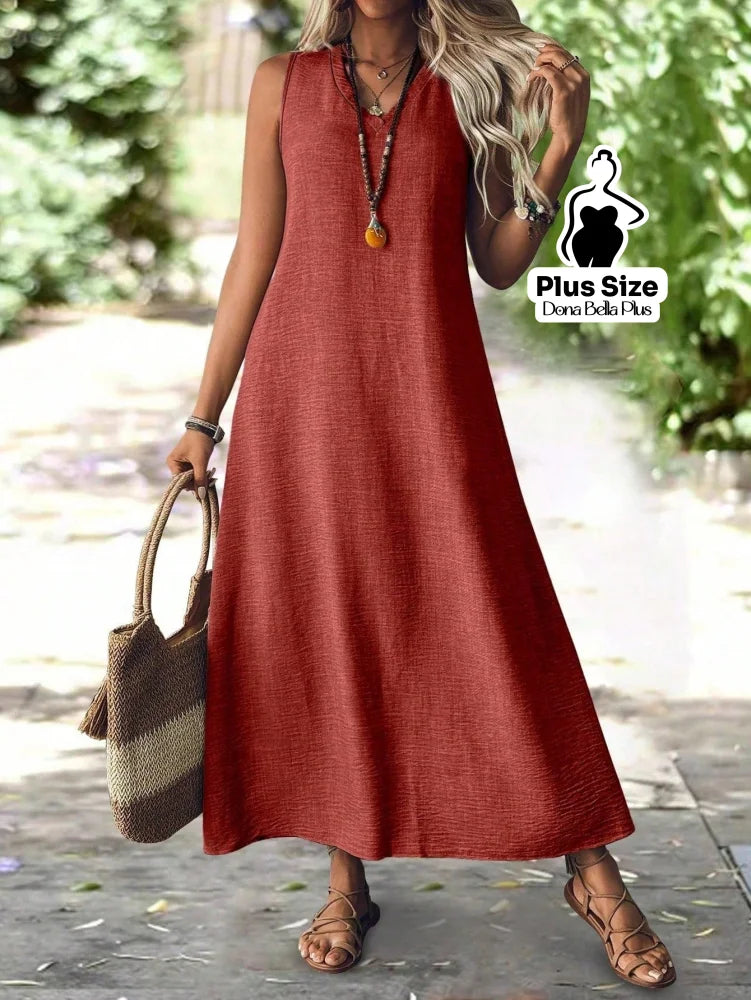 Vestido Longo Casual com Decote V e Modelagem Flare Marsala / G Vestido Longo Casual com Decote V e Modelagem Flare