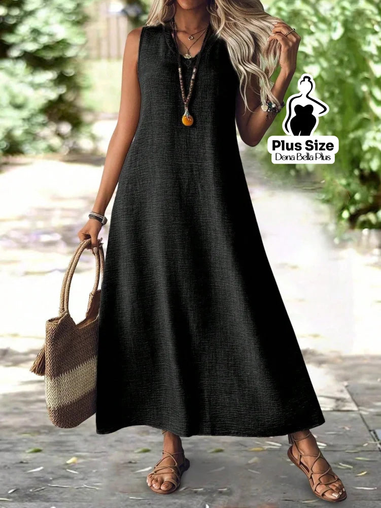 Vestido Longo Casual com Decote V e Modelagem Flare Preto / G Vestido Longo Casual com Decote V e Modelagem Flare