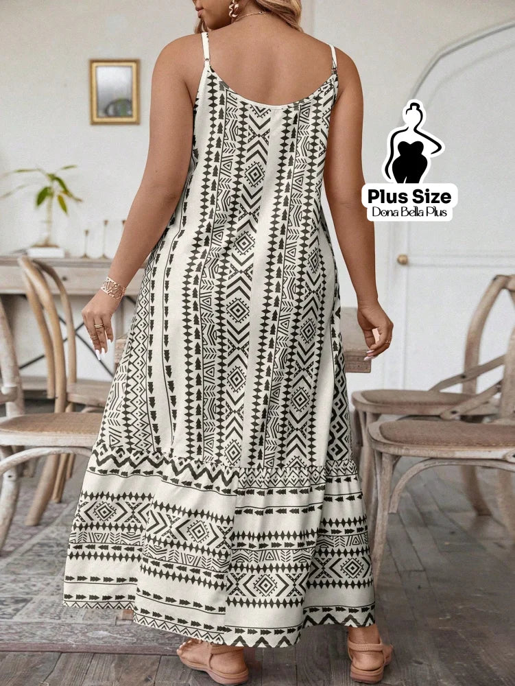 Vestido Longo Estampado com Alças Finas e Babados Vestido Longo Estampado com Alças Finas e Babados