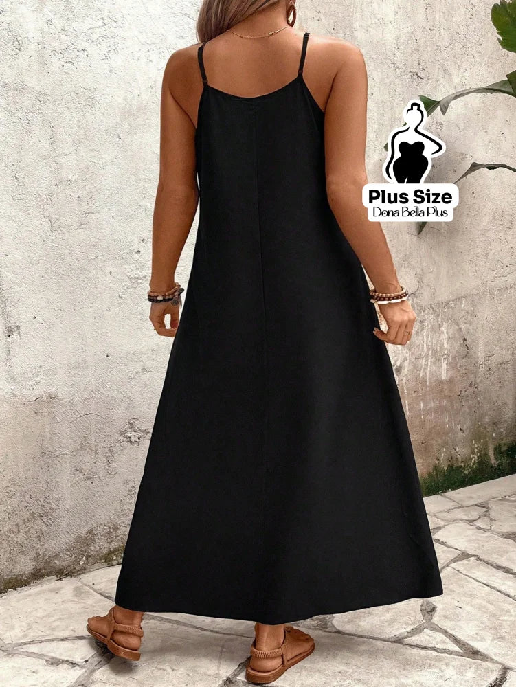 Vestido Longo Estampado com Alças Finas e Detalhe de Folhagens Vestido Longo Estampado com Alças Finas e Detalhe de