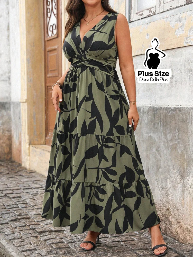 Vestido Longo Floral com Decote V e Cintura Ajustada Estampa 1 / G Vestido Longo Floral com Decote V e Cintura Ajustada