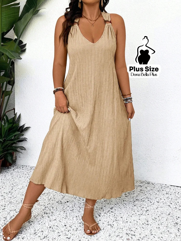 Vestido Midi com Alças Torcidas e Modelagem Solta Damasco / G Vestido Midi com Alças Torcidas e Modelagem Solta
